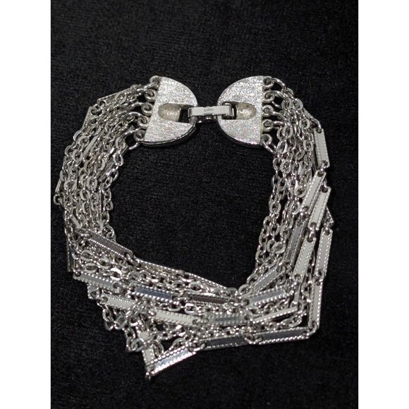 Vintage Sarah Coventry Silver Tone Multi Chain Bracelet 6.5 inch MCM Classic - Picture 3 of 6